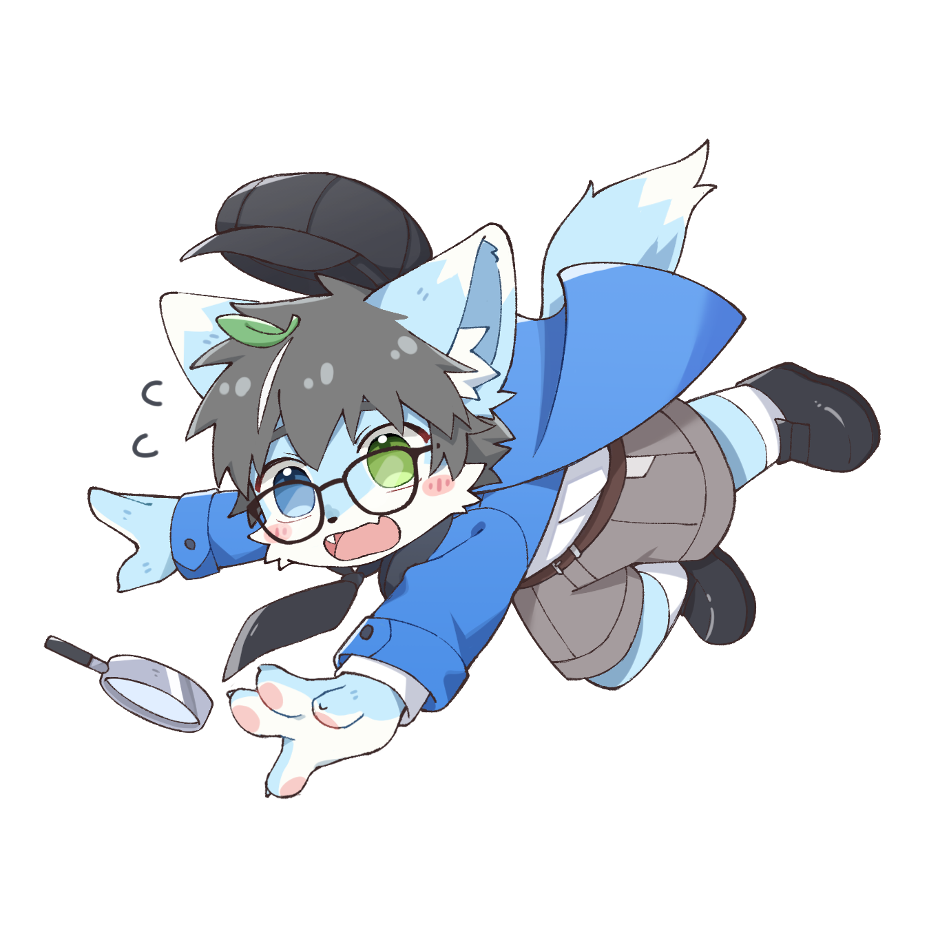 風零穿著偵探服裝跌倒